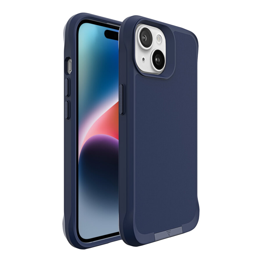Bix iPhone 14 Plus / 15 Plus Vortex MagSafe Kılıf Stand Özellikli 3X Korumalı Mikro Fiber İç Yüzey Lacivert - 2