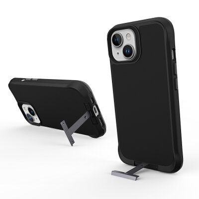 Bix iPhone 14 Plus / 15 Plus Vortex MagSafe Kılıf Stand Özellikli 3X Korumalı Mikro Fiber İç Yüzey Siyah - 3