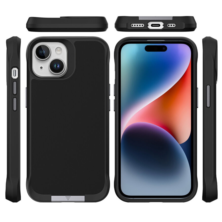 Bix iPhone 14 Plus / 15 Plus Vortex MagSafe Kılıf Stand Özellikli 3X Korumalı Mikro Fiber İç Yüzey Siyah - 4