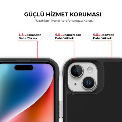 Bix iPhone 14 Plus / 15 Plus Vortex MagSafe Kılıf Stand Özellikli 3X Korumalı Mikro Fiber İç Yüzey Siyah - 7