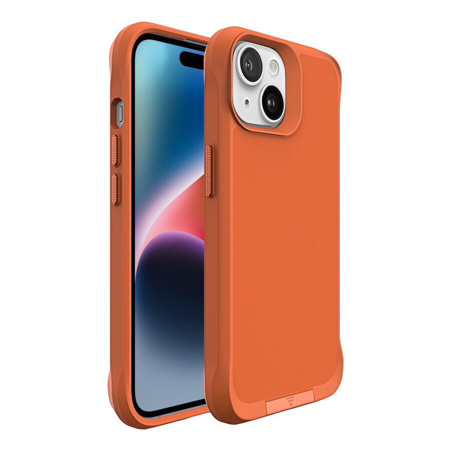 Bix iPhone 14 Plus / 15 Plus Vortex MagSafe Kılıf Stand Özellikli 3X Korumalı Mikro Fiber İç Yüzey Turuncu - 2