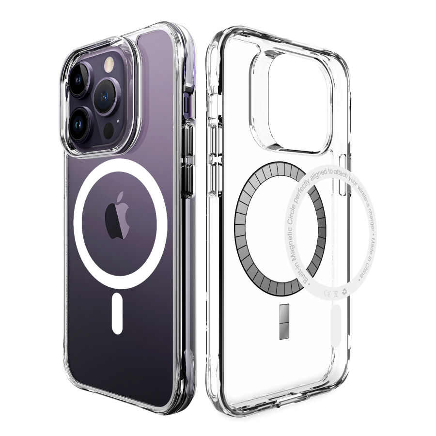 Bix iPhone 14 Pro MagSafe Uyumlu Transparan Şeffaf Kılıf Güçlü Manyetik Üstün Darbe Koruması - 8