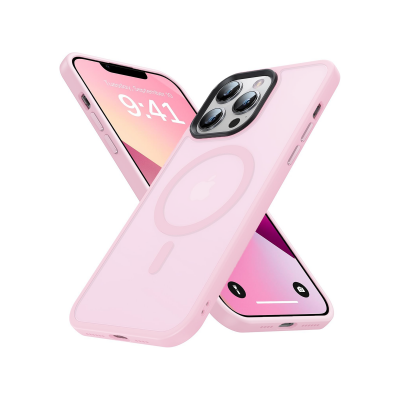 Bix iPhone 14 Pro Max MagSafe Uyumlu Kılıf Tam Koruma Manyetik Darbe Emici Pembe - 2