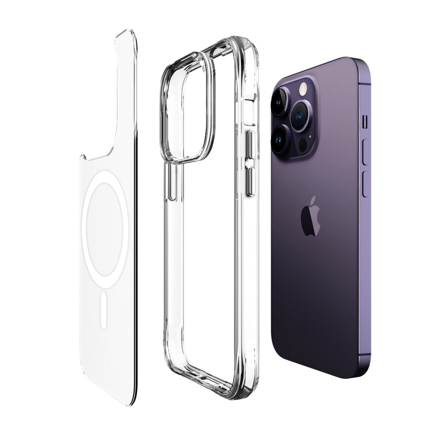 Bix iPhone 14 Pro Max MagSafe Uyumlu Transparan Şeffaf Kılıf Güçlü Manyetik Üstün Darbe Koruması - 3