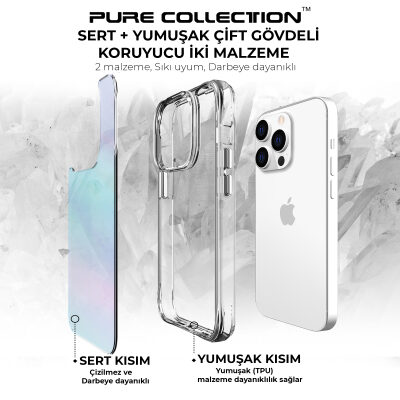 Bix iPhone 14 Pro Max Pure Rainbow Renk Geçişli Şeffaf Kılıf Çizilmeye Dayanıklı Darbe Emici Mavi - 6