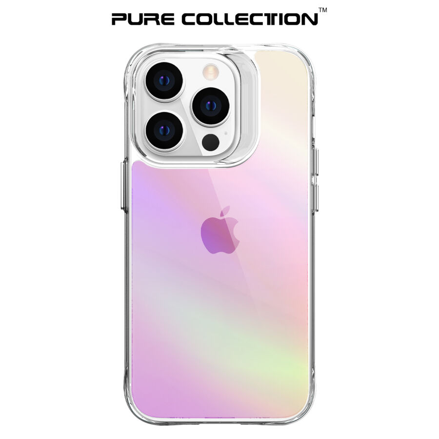Bix iPhone 14 Pro Max Pure Rainbow Renk Geçişli Şeffaf Kılıf Çizilmeye Dayanıklı Darbe Emici Pembe - 3