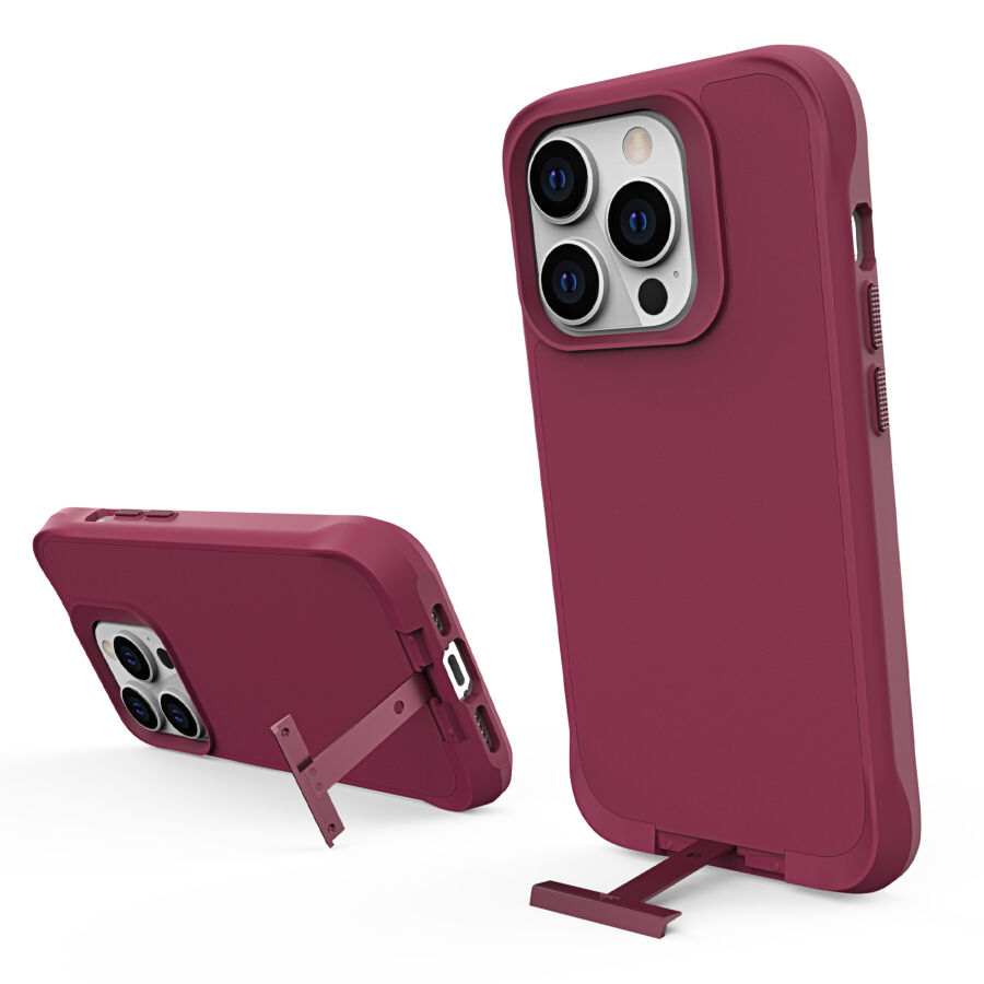 Bix iPhone 14 Pro Max Vortex MagSafe Kılıf Stand Özellikli 3X Korumalı Mikro Fiber İç Yüzey Kırmızı - 3