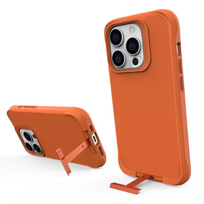 Bix iPhone 14 Pro Max Vortex MagSafe Kılıf Stand Özellikli 3X Korumalı Mikro Fiber İç Yüzey Turuncu - 3