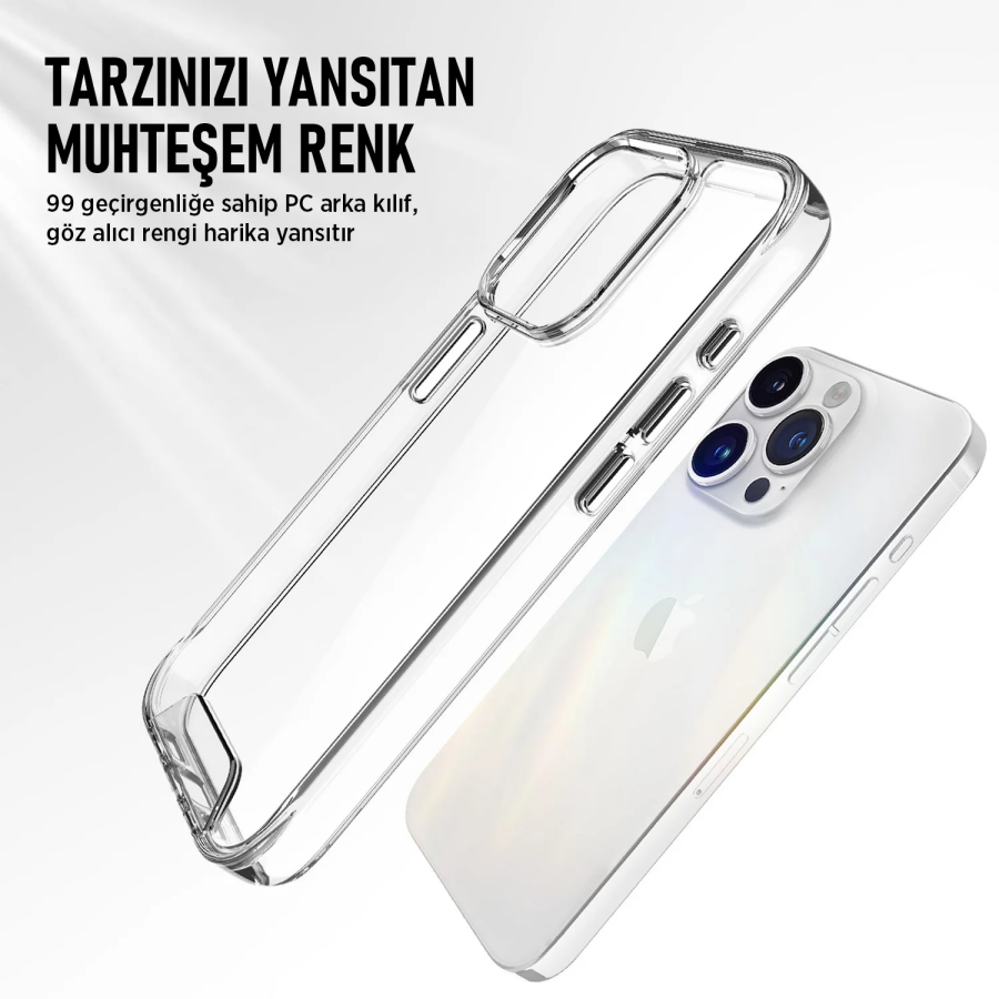 Bix iPhone 14 Pro Nebula Aqua Transparan Ultra Şeffaf Kılıf Çizilmeye Dayanıklı Tam Kapsamlı Koruma - 9