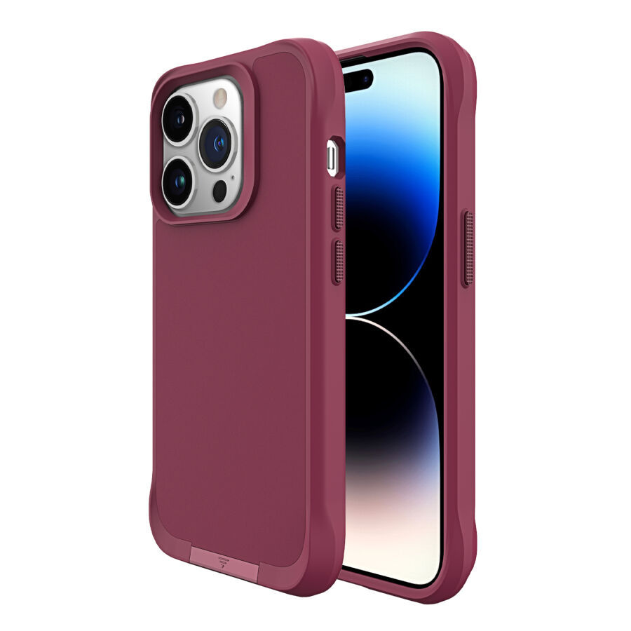 Bix iPhone 14 Pro Vortex MagSafe Kılıf Stand Özellikli 3X Korumalı Mikro Fiber İç Yüzey Kırmızı - 1