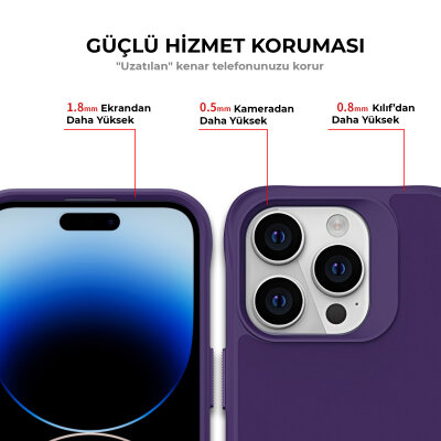 Bix iPhone 14 Pro Vortex MagSafe Kılıf Stand Özellikli 3X Korumalı Mikro Fiber İç Yüzey Koyu Mor - 8
