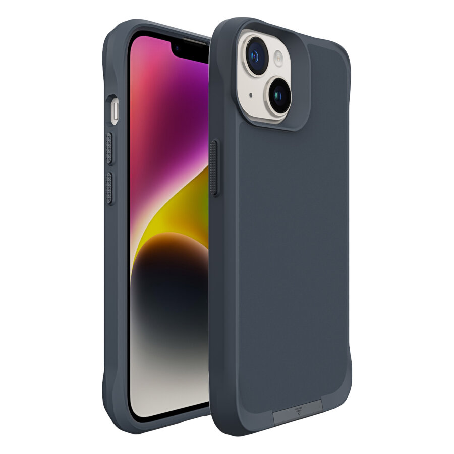Bix iPhone 14 Vortex MagSafe Kılıf Stand Özellikli 3X Korumalı Mikro Fiber İç Yüzey Gri Mavi - 2