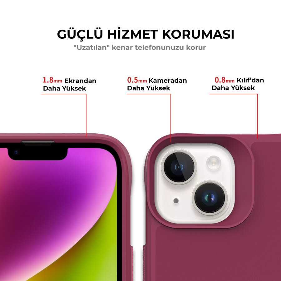 Bix iPhone 14 Vortex MagSafe Kılıf Stand Özellikli 3X Korumalı Mikro Fiber İç Yüzey Kırmızı - 7