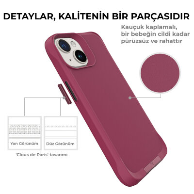 Bix iPhone 14 Vortex MagSafe Kılıf Stand Özellikli 3X Korumalı Mikro Fiber İç Yüzey Kırmızı - 11