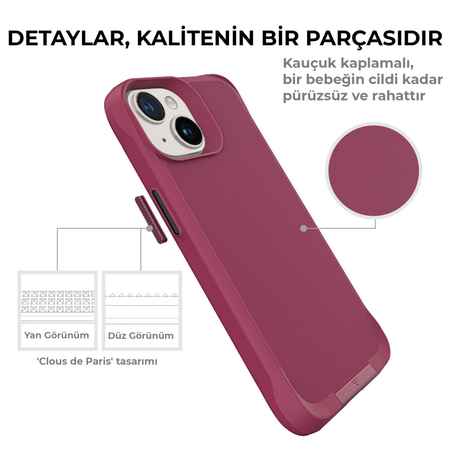Bix iPhone 14 Vortex MagSafe Kılıf Stand Özellikli 3X Korumalı Mikro Fiber İç Yüzey Kırmızı - 11