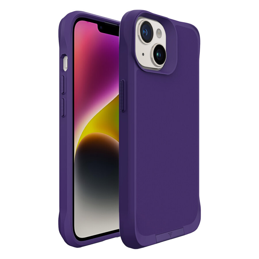 Bix iPhone 14 Vortex MagSafe Kılıf Stand Özellikli 3X Korumalı Mikro Fiber İç Yüzey Koyu Mor - 2