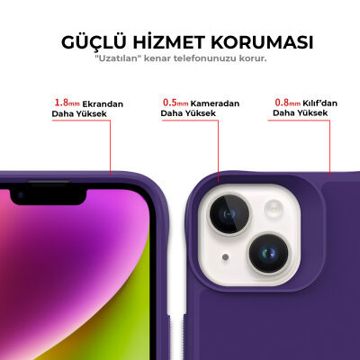 Bix iPhone 14 Vortex MagSafe Kılıf Stand Özellikli 3X Korumalı Mikro Fiber İç Yüzey Koyu Mor - 7