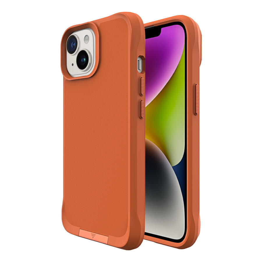 Bix iPhone 14 Vortex MagSafe Kılıf Stand Özellikli 3X Korumalı Mikro Fiber İç Yüzey Turuncu - 1