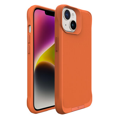 Bix iPhone 14 Vortex MagSafe Kılıf Stand Özellikli 3X Korumalı Mikro Fiber İç Yüzey Turuncu - 2