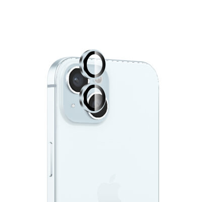 Bix iPhone 15 / 15 Plus Safir Lens Koruyucu 3D Kamera Camı 9H Premium Lens Kapağı Mavi