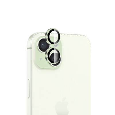 Bix iPhone 15 / 15 Plus Safir Lens Koruyucu 3D Kamera Camı 9H Premium Lens Kapağı Yeşil