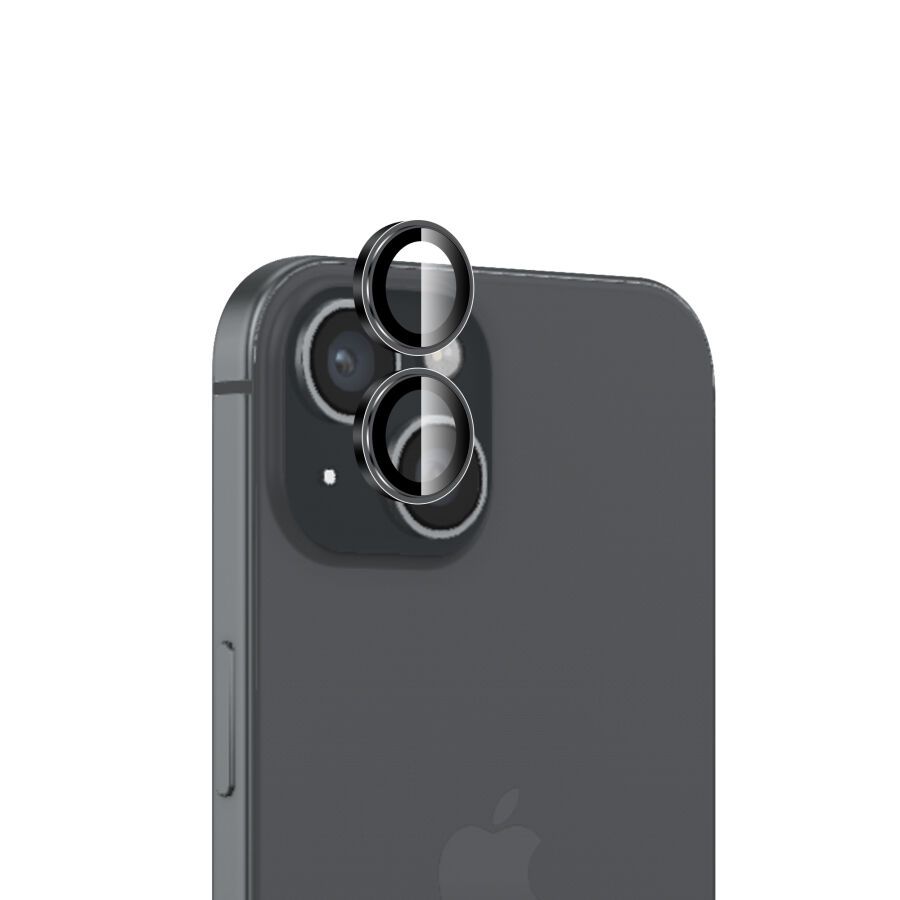 Bix iPhone 15 / 15 Plus Lens Koruyucu Kamera Lensi 9H Gerçek Cam Crystal AR+AF Siyah - 1