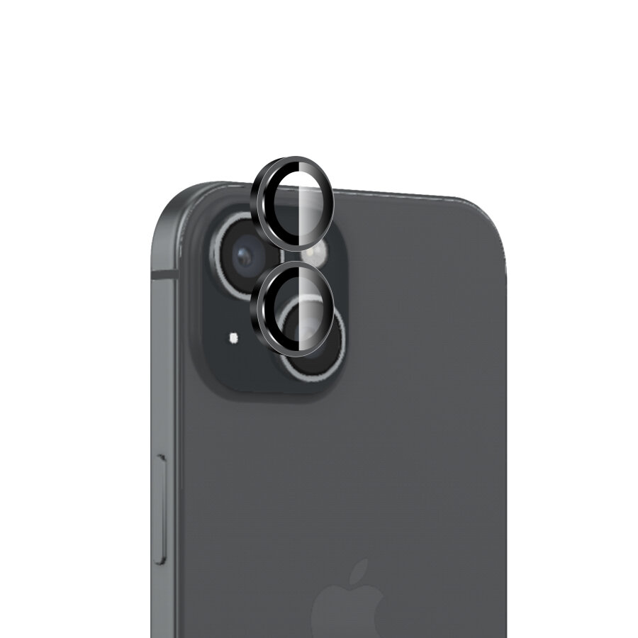 Bix iPhone 15 / 15 Plus Safir Lens Koruyucu 3D Kamera Camı 9H Premium Lens Kapağı Siyah - 1
