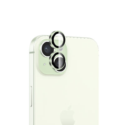 Bix iPhone 15 / 15 Plus Safir Lens Koruyucu 3D Kamera Camı 9H Premium Lens Kapağı Yeşil - 1