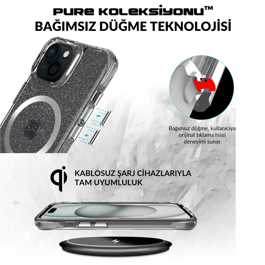 Bix iPhone 15 MagSafe Simli Kılıf Shock Pocket Darbe Emici Teknolojili Çizilmeye Dayanıklı - 6