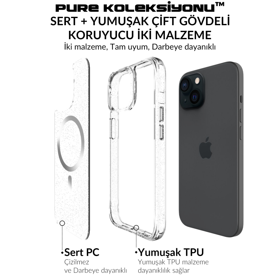 Bix iPhone 15 MagSafe Simli Kılıf Shock Pocket Darbe Emici Teknolojili Çizilmeye Dayanıklı - 7