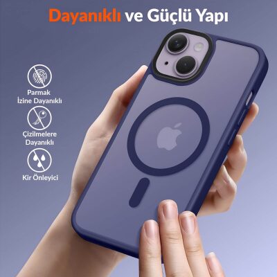 Bix iPhone 15 MagSafe Uyumlu Kılıf Tam Koruma Manyetik Darbe Emici Mor - 3