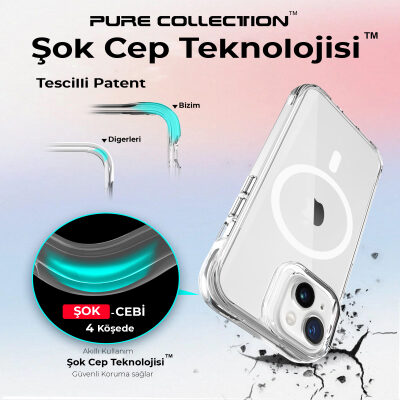Bix iPhone 15 MagSafe Uyumlu Transparan Şeffaf Kılıf Güçlü Manyetik Üstün Darbe Koruması - 4
