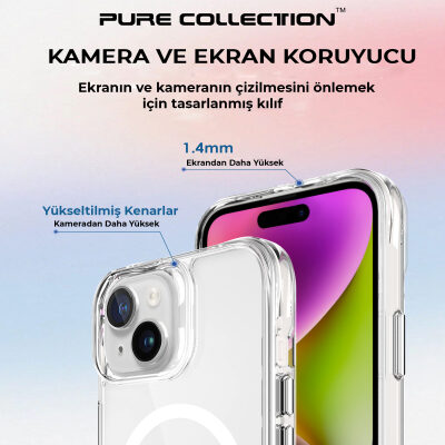 Bix iPhone 15 MagSafe Uyumlu Transparan Şeffaf Kılıf Güçlü Manyetik Üstün Darbe Koruması - 7