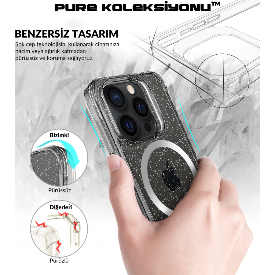 Bix iPhone 15 Pro MagSafe Simli Kılıf Shock Pocket Darbe Emici Teknolojili Çizilmeye Dayanıklı - 11