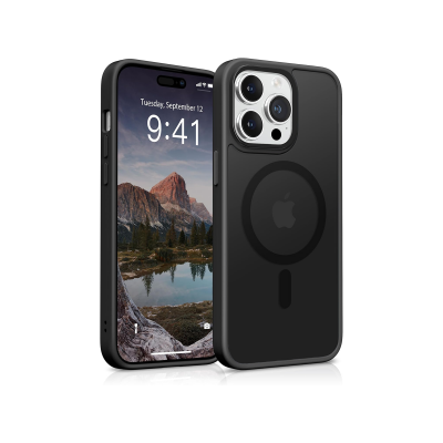 Bix iPhone 15 Pro Max MagSafe Uyumlu Kılıf Tam Koruma Manyetik Darbe Emici Siyah 