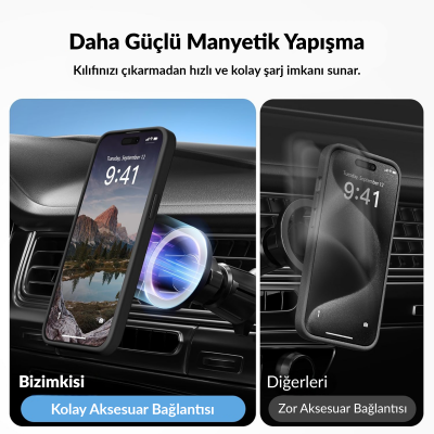 Bix iPhone 15 Pro Max MagSafe Uyumlu Kılıf Tam Koruma Manyetik Darbe Emici Siyah - 6