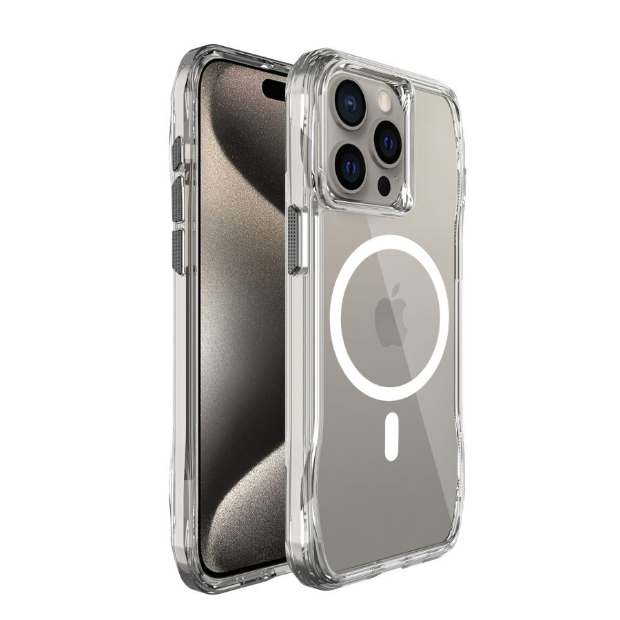 Bix iPhone 15 Pro Max Octagon Hava Yastıklı MagSafe Kılıf Maksimum Korumalı Antrasit Kristal Şeffaf  - 2