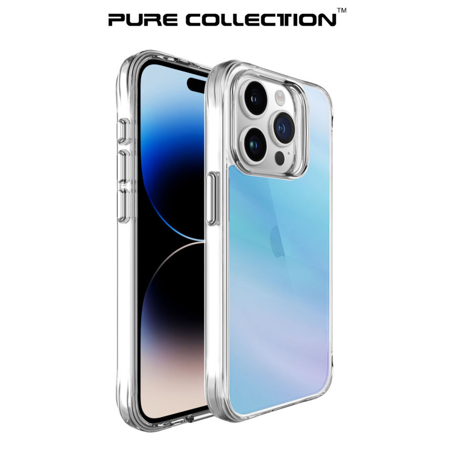 Bix iPhone 15 Pro Max Pure Rainbow Renk Geçişli Şeffaf Kılıf Çizilmeye Dayanıklı Darbe Emici Mavi - 2