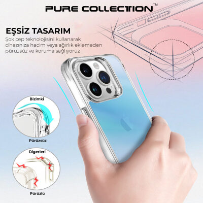 Bix iPhone 15 Pro Max Pure Rainbow Renk Geçişli Şeffaf Kılıf Çizilmeye Dayanıklı Darbe Emici Mavi - 7