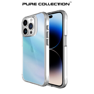 Bix iPhone 15 Pro Max Pure Rainbow Renk Geçişli Şeffaf Kılıf Çizilmeye Dayanıklı Darbe Emici Mavi 