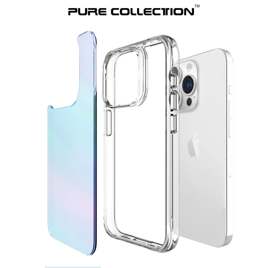 Bix iPhone 15 Pro Max Pure Rainbow Renk Geçişli Şeffaf Kılıf Çizilmeye Dayanıklı Darbe Emici Mavi - 4