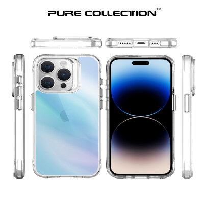Bix iPhone 15 Pro Max Pure Rainbow Renk Geçişli Şeffaf Kılıf Çizilmeye Dayanıklı Darbe Emici Mavi - 5