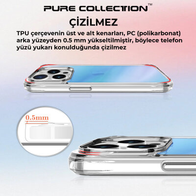 Bix iPhone 15 Pro Max Pure Rainbow Renk Geçişli Şeffaf Kılıf Çizilmeye Dayanıklı Darbe Emici Mavi - 8