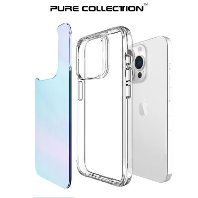 Bix iPhone 15 Pro Max Pure Rainbow Renk Geçişli Şeffaf Kılıf Çizilmeye Dayanıklı Darbe Emici Mavi - 4