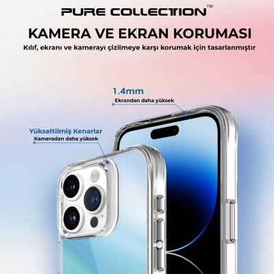 Bix iPhone 15 Pro Max Pure Rainbow Renk Geçişli Şeffaf Kılıf Çizilmeye Dayanıklı Darbe Emici Mavi - 12