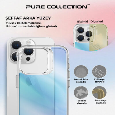 Bix iPhone 15 Pro Max Pure Rainbow Renk Geçişli Şeffaf Kılıf Çizilmeye Dayanıklı Darbe Emici Mavi - 13