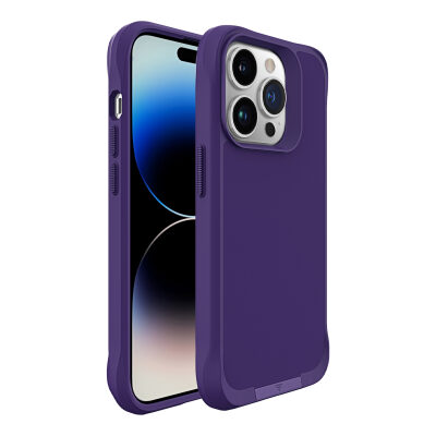 Bix iPhone 15 Pro Max Vortex MagSafe Kılıf Stand Özellikli 3X Korumalı Mikro Fiber İç Yüzey Koyu Mor - 2