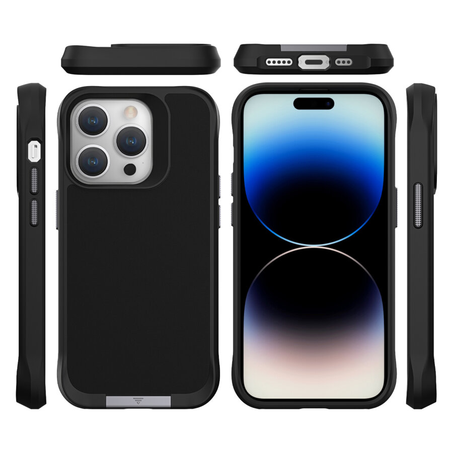 Bix iPhone 15 Pro Max Vortex MagSafe Kılıf Stand Özellikli 3X Korumalı Mikro Fiber İç Yüzey Siyah - 4