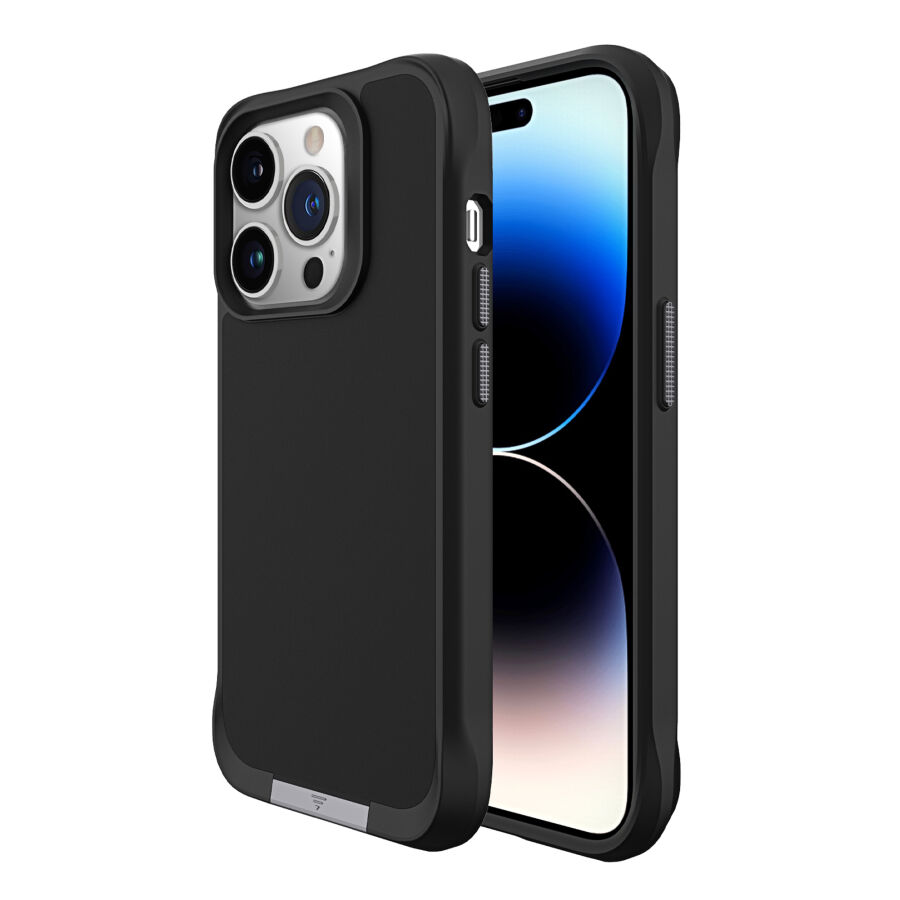 Bix iPhone 15 Pro Max Vortex MagSafe Kılıf Stand Özellikli 3X Korumalı Mikro Fiber İç Yüzey Siyah - 1