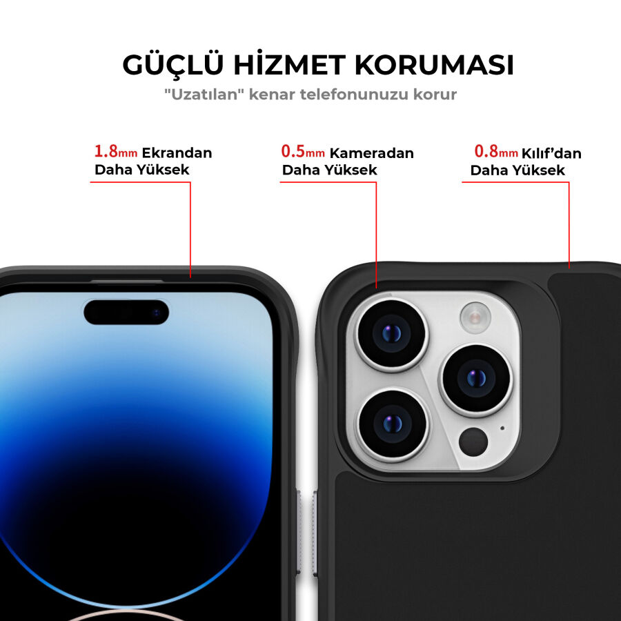 Bix iPhone 15 Pro Max Vortex MagSafe Kılıf Stand Özellikli 3X Korumalı Mikro Fiber İç Yüzey Siyah - 5